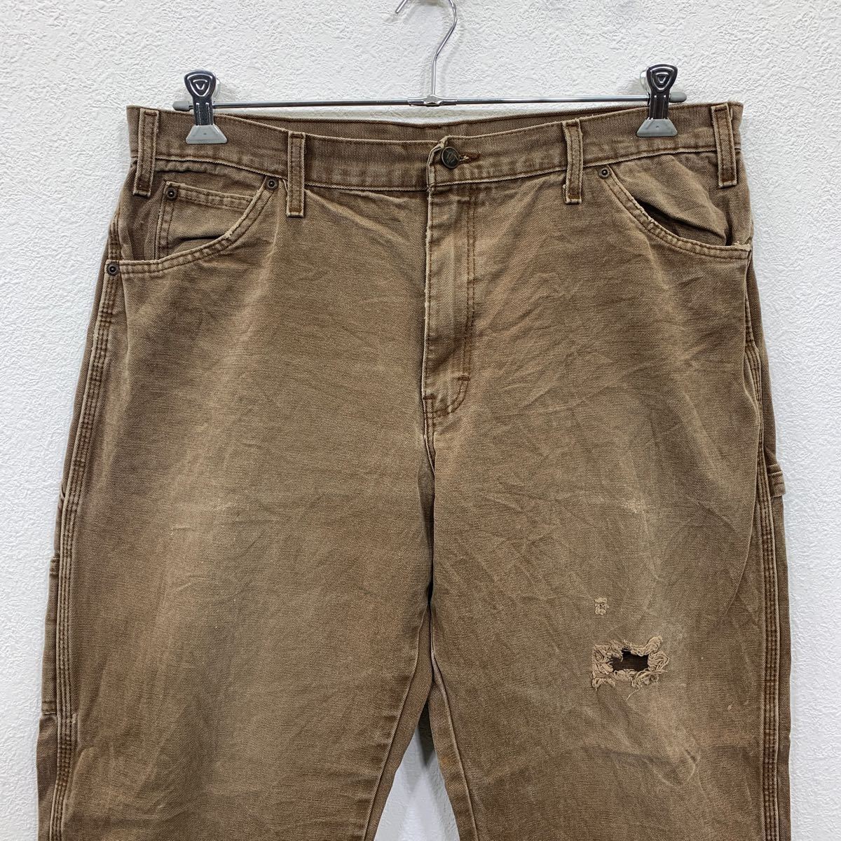 中古 古着 Dickies ワーク・ペインターパンツ W38 ディッキーズ ブラウン ビッグサイズ 古着卸 アメリカ仕入 2311-1336_画像2