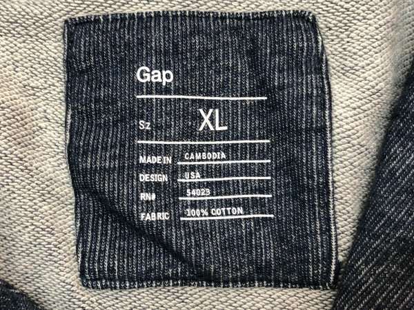 GAP ギャップ メンズ ポケット付き スウェット生地 ジャケット 大きいサイズ XL 杢ブルー 綿_画像2