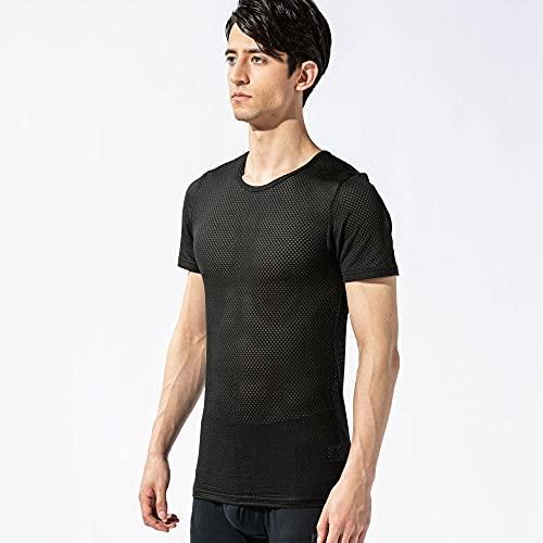 半袖クルーネックシャツ ブラック Mサイズ コンプレッションインナーやシャツなどのアンダーシャツにオールシーズン 汗冷えやべたつき軽減