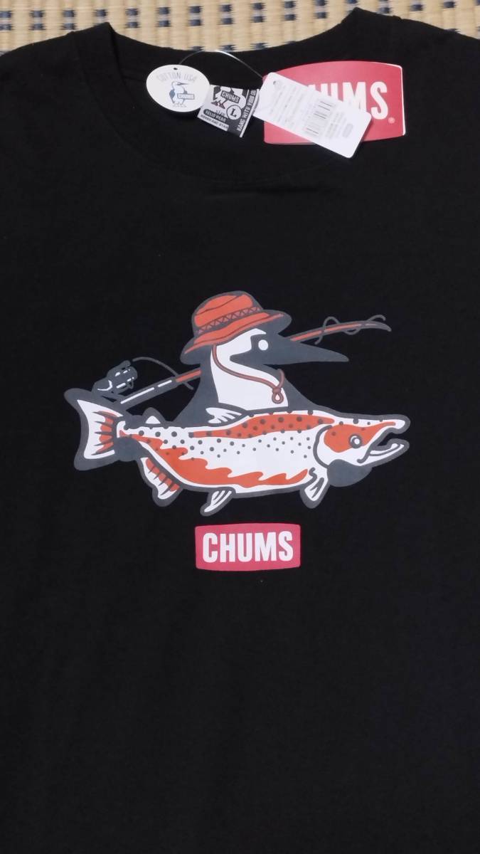 新品タグ付★ジョインター　×　チャムス　CHUMS　フィッシィング　Tシャツ　Lサイズ　黒_画像2