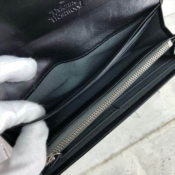 Vivienne Westwood ヴィヴィアンウエストウッド 箱/タグ有 オーブ型押し 牛革 レザー 長財布 小銭入れ有 ブラック LH632023110102_画像7