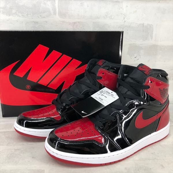 NIKE ナイキ 箱/タグ付 555088-063 Air Jordan1 エアジョーダン1 ハイ OG パテントブレッド シューズ SIZE:27.5cm レッド MH632023112501