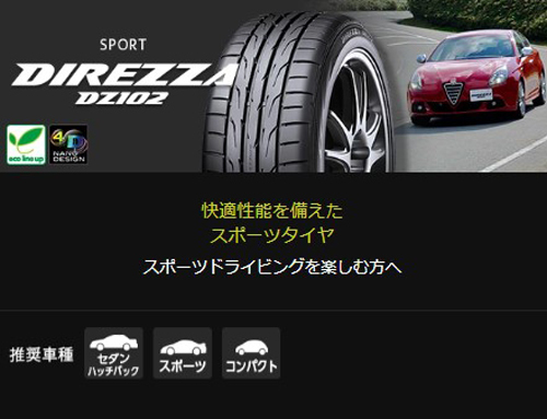 215/55R17 94V 4本セット ダンロップ DIREZZA DZ102 ディレッツァ_画像2