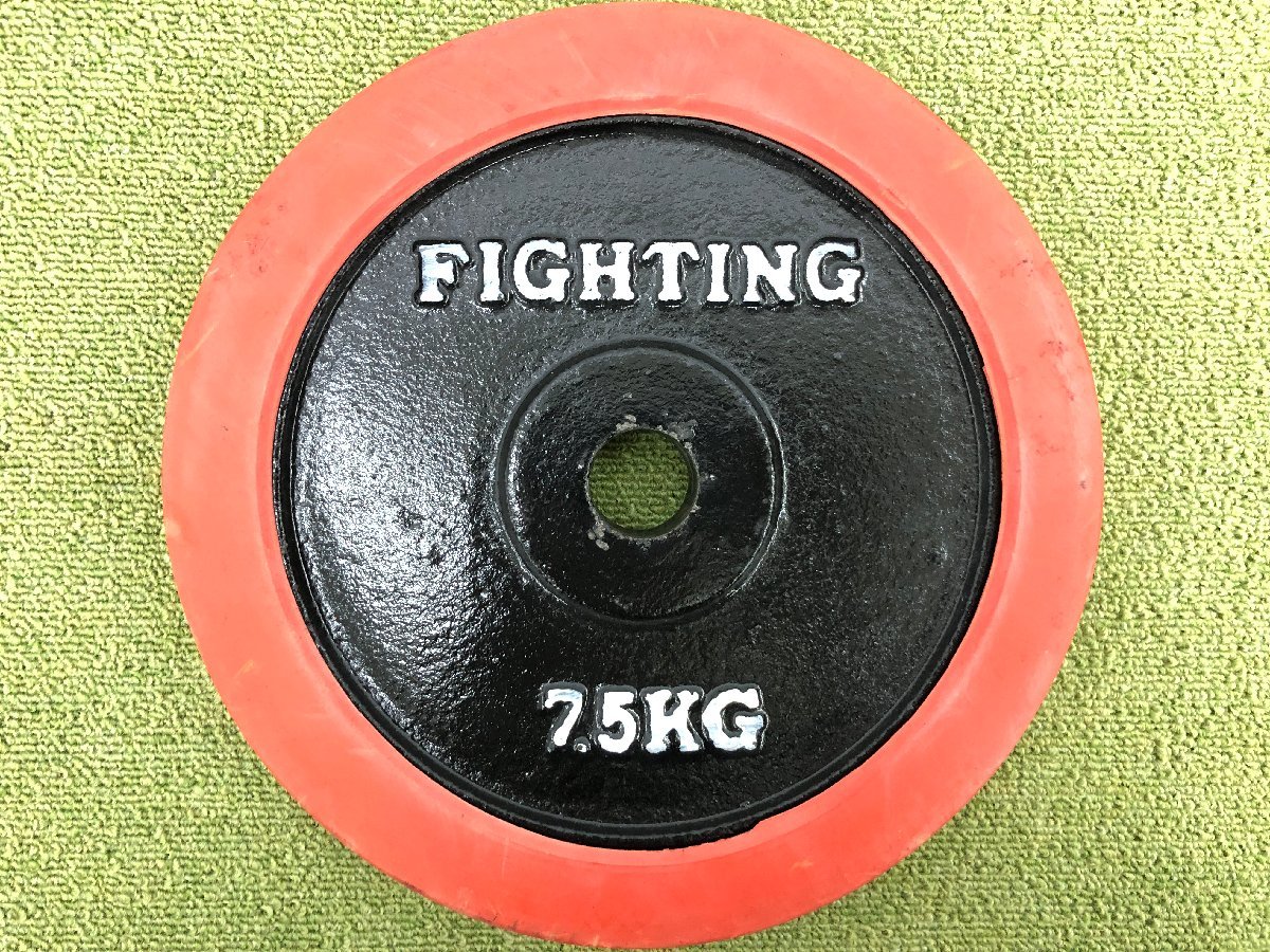 FIGHTING ROAD ファイティングロード ラバープレート 7.5kg×2 総重量15kg 穴径28mm 筋トレ バーベル ダンベル トレーニング T11093S_画像3