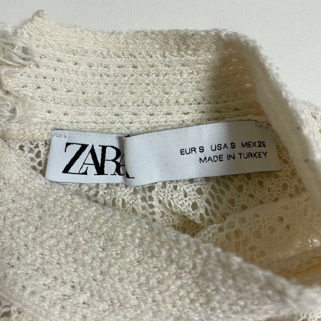 即決★ZARA ザラ レース ニット トップス ブラウス Sホワイト 美品