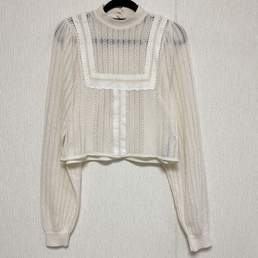 即決 ZARA ザラ レース ニット トップス ブラウス Sホワイト 美 即決 ZARA ザラ レース ニット トップス ブラウス Sホワイト 美