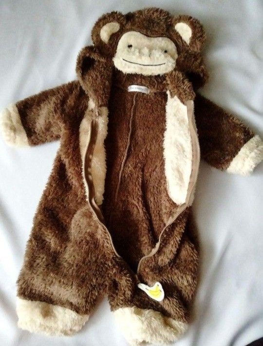 赤ちゃん　猿　もこもこロンパース　カバーオール　ジャンプスーツ　着ぐるみ　防寒　 ロンパース　 ベビー　 コスチューム　 モンキー