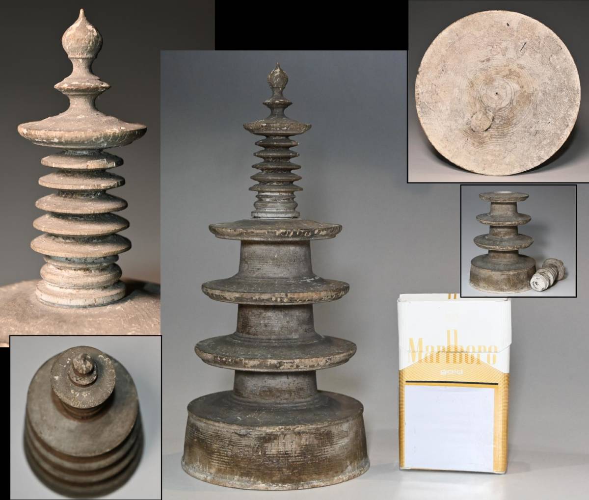 仏教美術 木造 百万塔 百萬塔 白土 法隆寺 木製 三重の小塔 木彫 仏教彫刻 佛教美術 仏具 供養塔