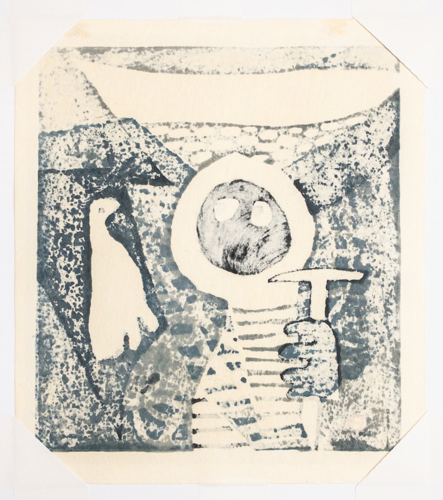 【SHIN】畦地梅太郎「冬山」木版画　1963年作　ed. 98/100　サインあり　額装　山の版画家_画像3