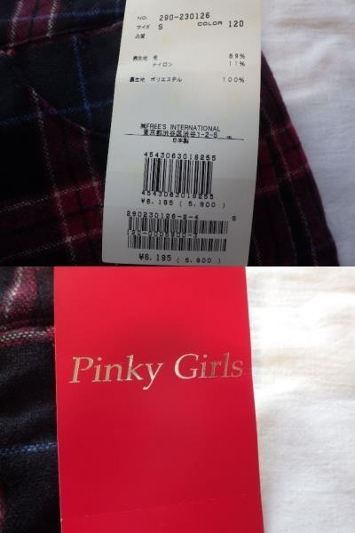Pinky Girls レディース ショートパンツ Sサイズ ネイビー チェック柄 裾フリル 【LP01】_画像8