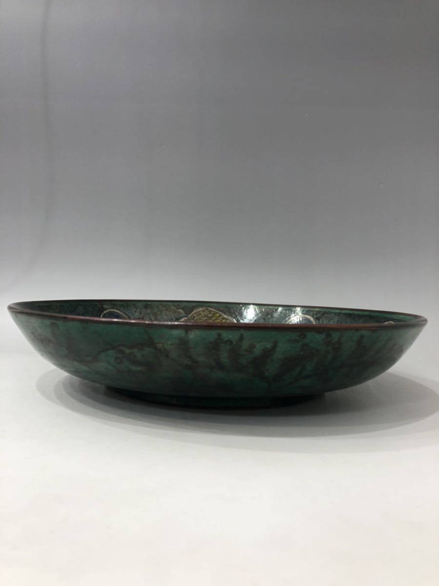 空】青手九谷の名逸品江戸時代古九谷青手古九谷牡丹獅子文大皿 空】青手九谷の名逸品江戸時代古九谷青手古九谷牡丹獅子文大皿
