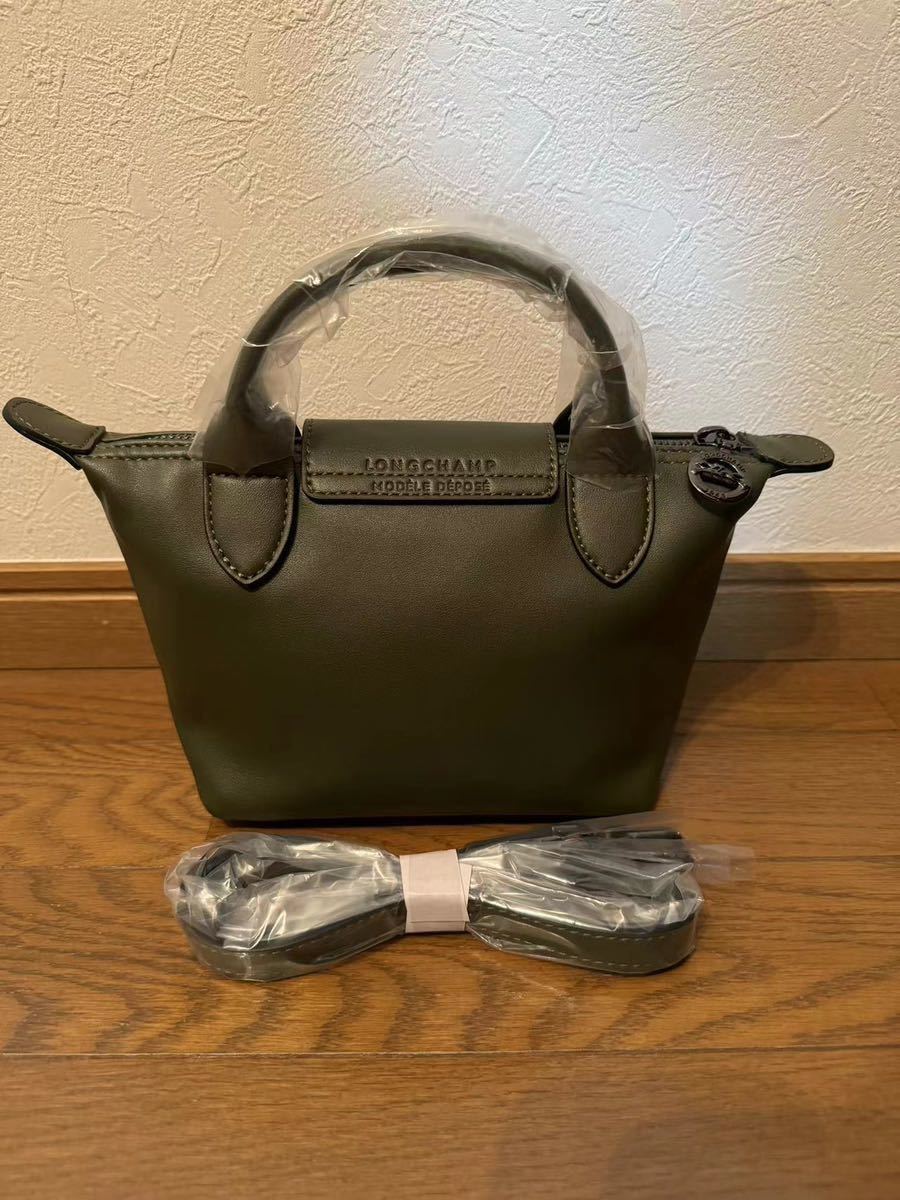 【新品】ロンシャン LONGCHAMP ル プリアージュ キュイール　XS トップハンドルバッグ ダークグリーン- レザー_画像2