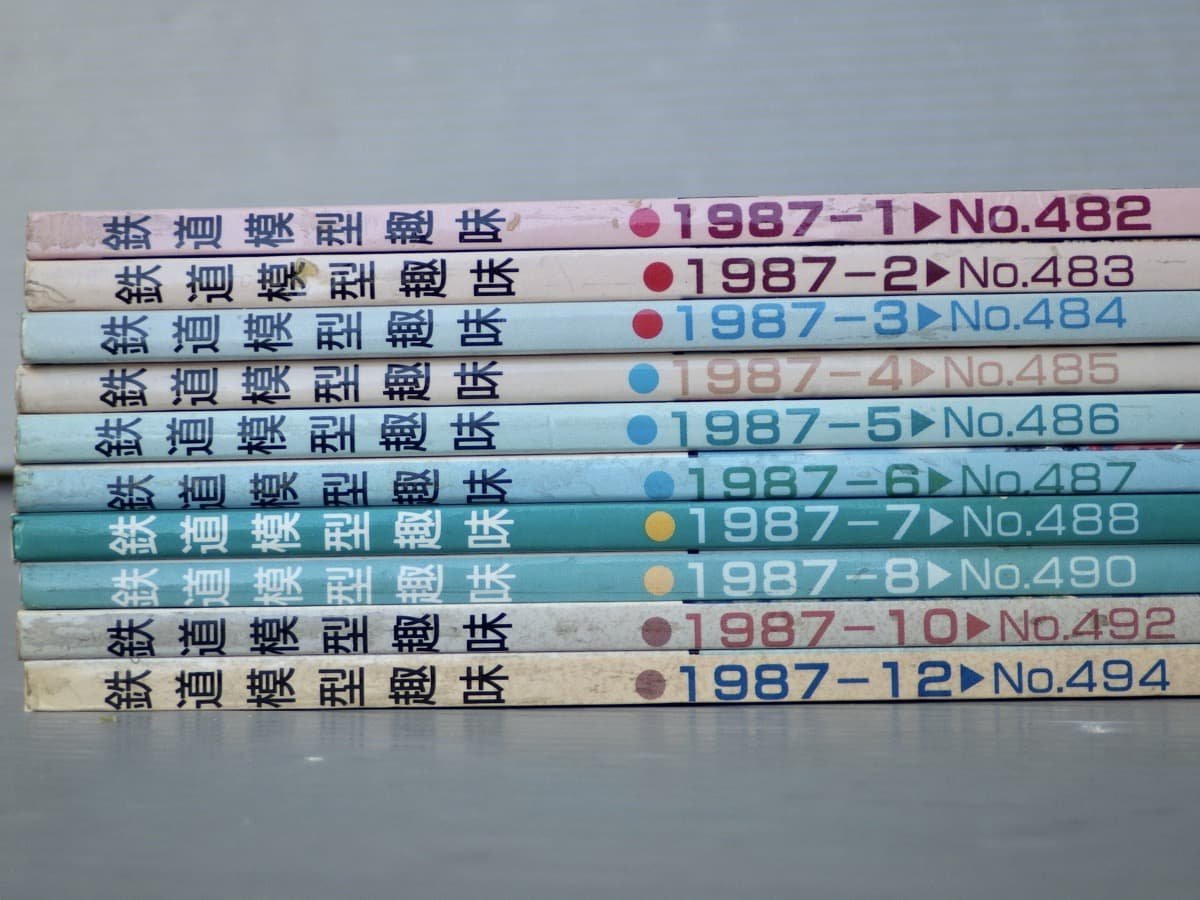 【模型雑誌】鉄道模型趣味 1987年1～8、10、12月号〈No.482～494の内10冊セット/９,11月号欠〉◆機芸出版社◆Nゲージレイアウト_画像2