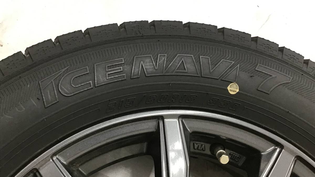 4本セット 2021年 215/60R16 スタッドレス タイヤ グッドイヤー アイスナビ 7 ホイール D.O.S. 16×6.5J 114.3 5H 53 ベゼル 冬 16インチ_画像5