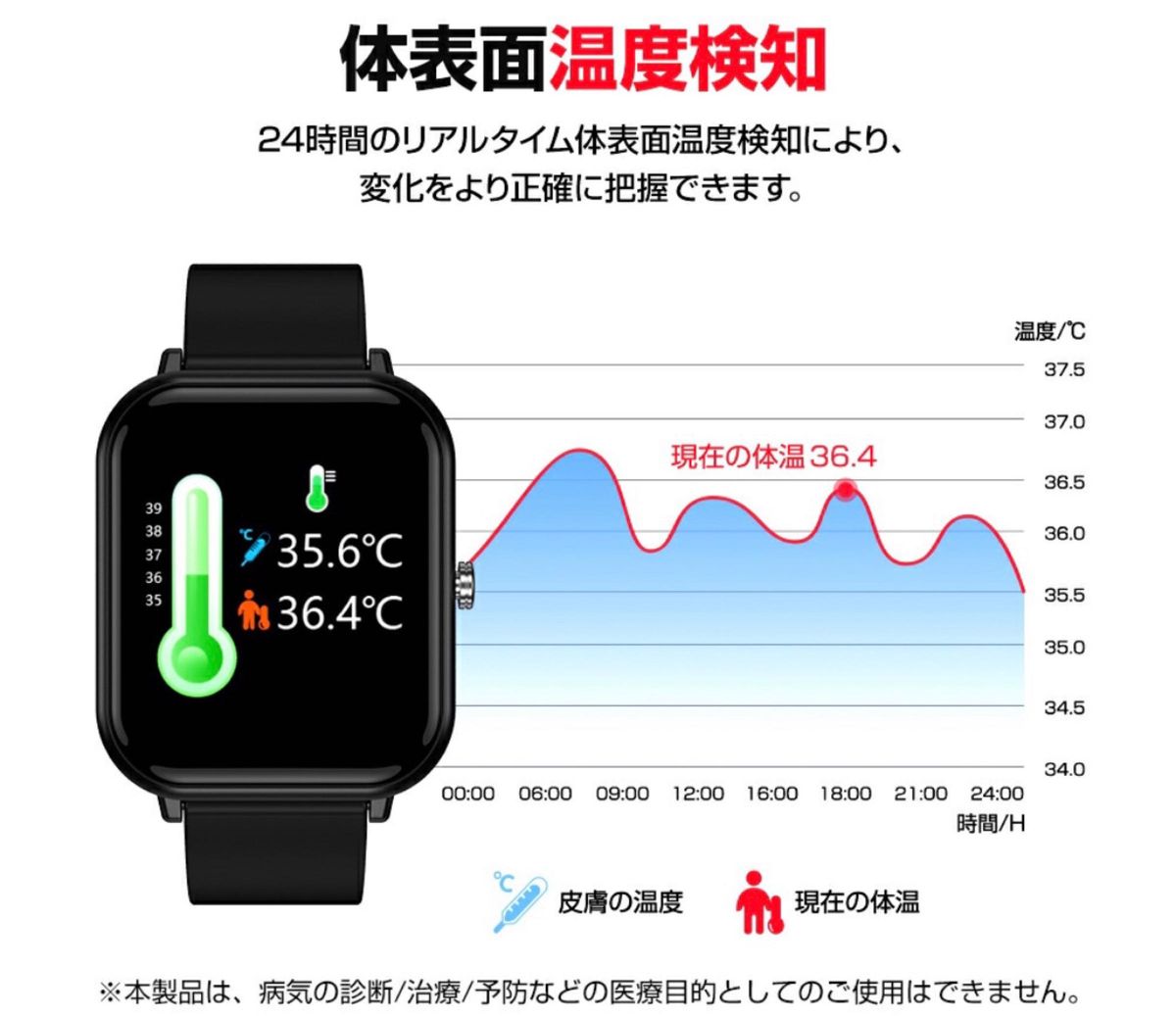 スマートウォッチ 1.7インチ画面 腕時計 血圧/血中酸素/心拍数/体温/歩数記録 万歩計 天気予報 睡眠記録 日本語説明書