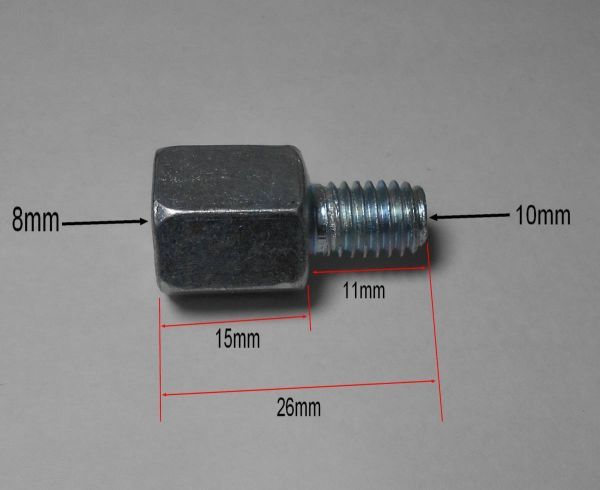 ★バックミラー ネジ径変換アダプタ―★バイク側10mm正ネジを8mm正ネジへ★即決1個150円送料120円より_画像1