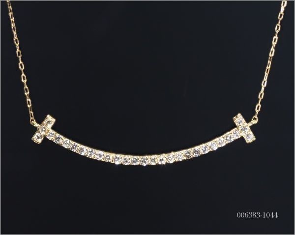 【格安】 Tスマイル ダイヤモンド ネックレス 大型 K18YG 18金製品 国内生産 2211_画像2