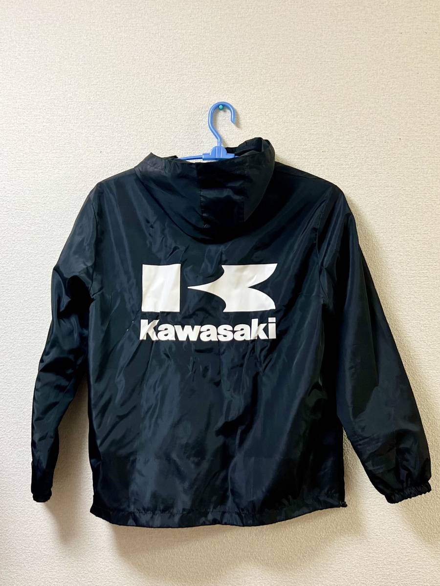 ☆中古品☆Kawasaki☆ナイロンジャケット☆ジャンパー☆ブラック☆ホワイトロゴ☆即日発送☆_画像3