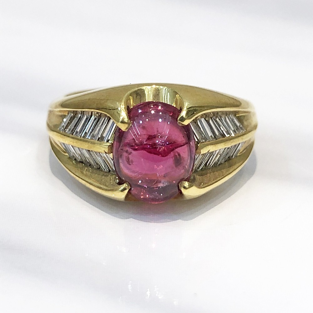【大放出セール】 【中古美品】K18 ダイヤ ピンクトルマリン PT1.72ct D0.37ct ファッションリング 11号 重さ:7.7g トルマリン