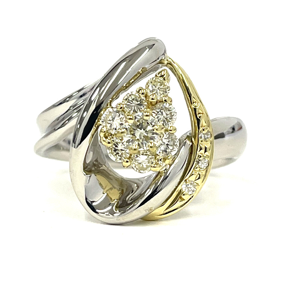 【在庫あり】 ファッションリング ダイヤ Pt900 中古】K18 D0.56ct 指輪 17号 プラチナ台
