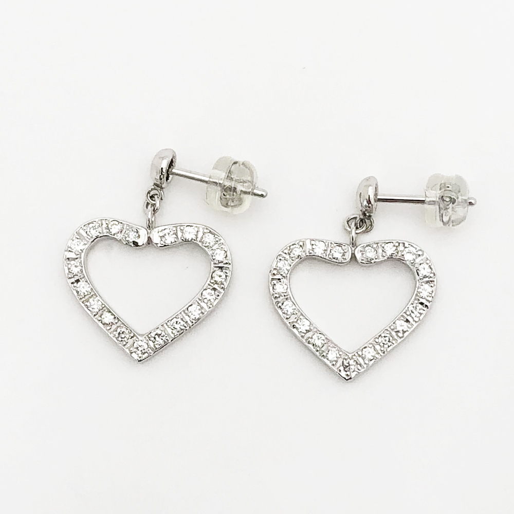 最旬トレンドパンツ 【中古】Pt850 ダイヤモンド ハートピアス ダイヤ 0.24ct×2 5.8g プラチナ台