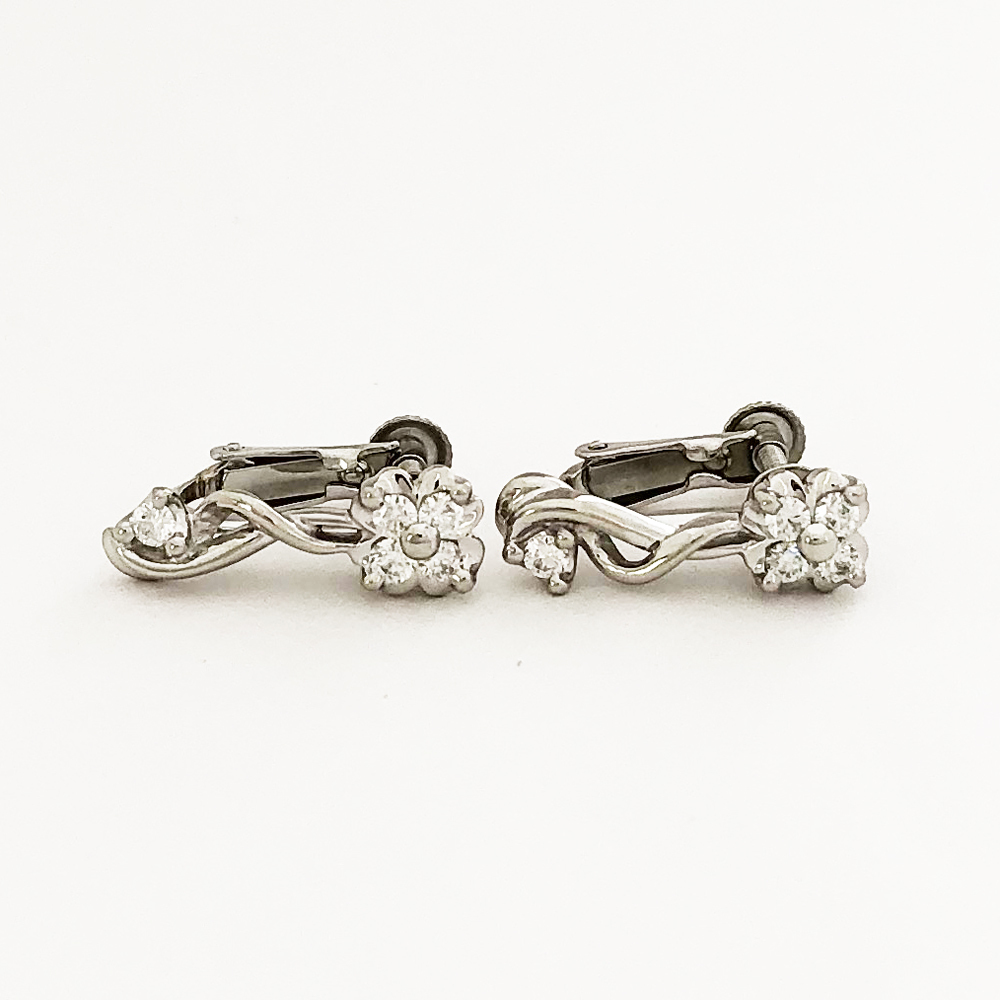 Pt900 diamond earrings D 0.30ct 5.6g