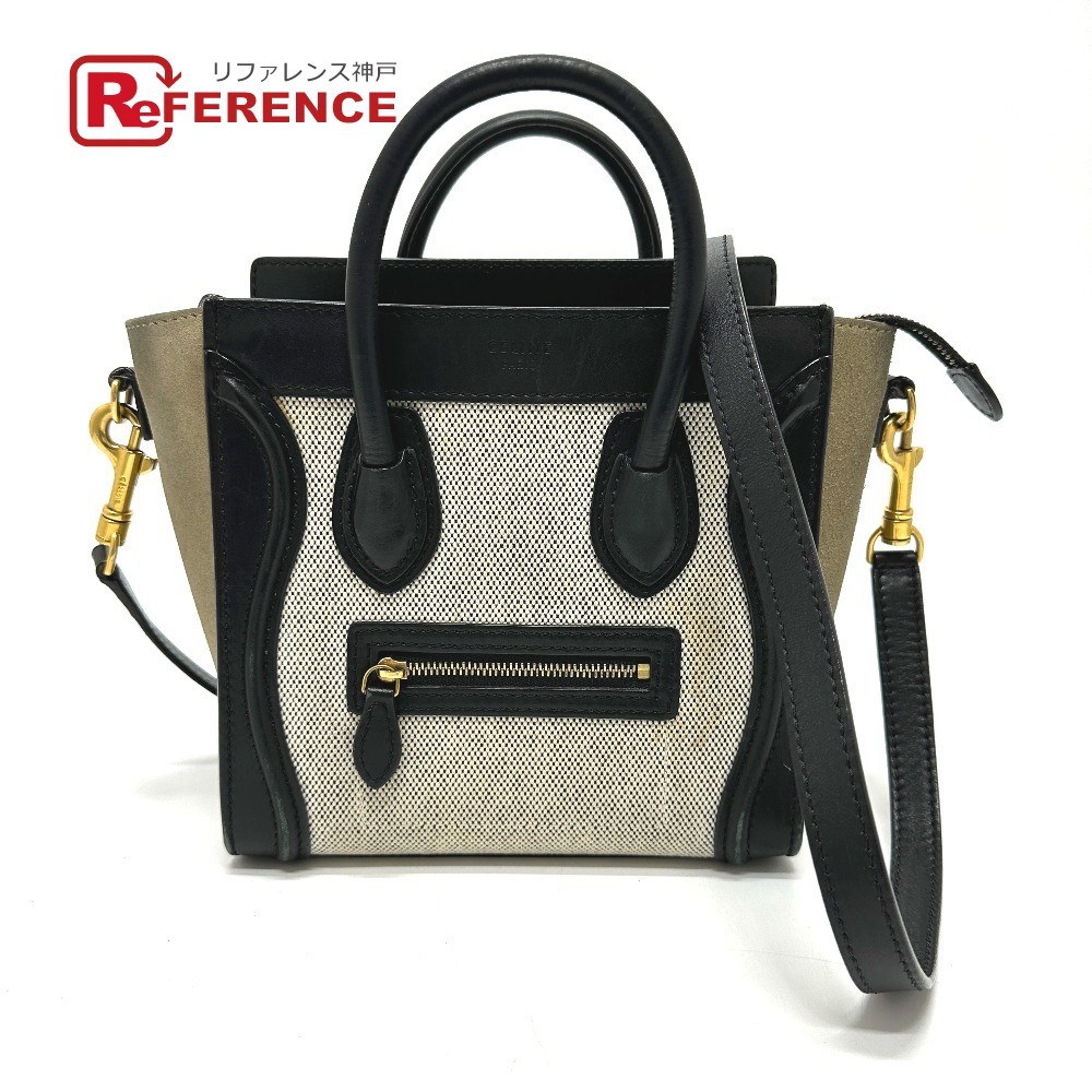 CELINE セリーヌ 167793 ラゲージ マイクロショッパー 2WAY ハンドバッグ ブラック/ベージュ レディース【中古】の画像1