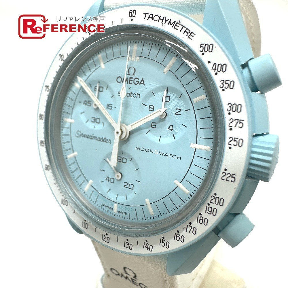 新品同様 Swatch スウォッチ S033L100 ウラヌス 天王星 クロノグラフ クォーツ OMEGA×Swatch 腕時計 ブルー メンズ【中古】