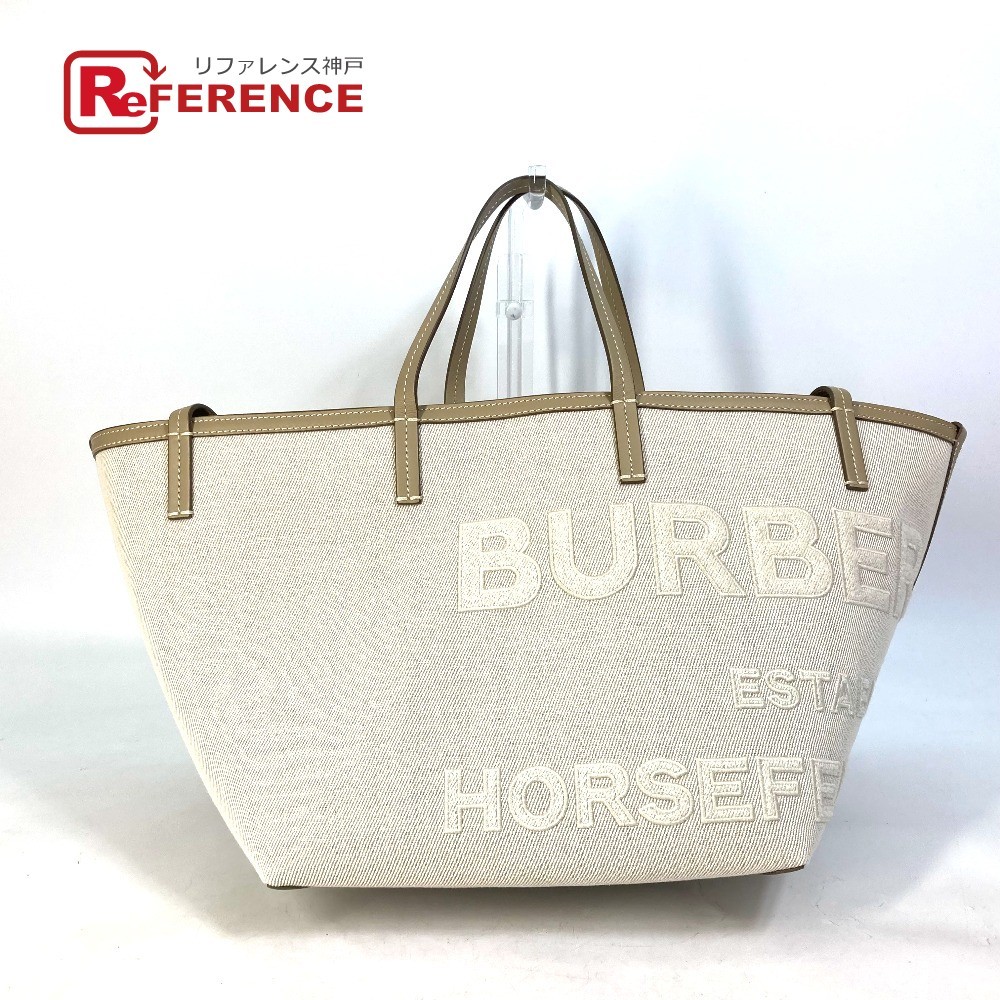 美品 BURBERRY バーバリー ホースフェリー HORSEFERRY ポーチ付き ショルダーバッグ 肩掛け カバン トートバッグ ベージュ【中古】_画像1