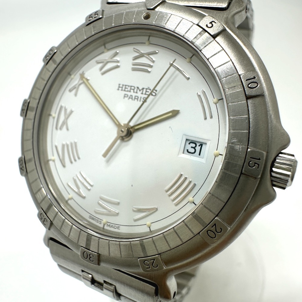 HERMES Hermes Captain nimo quarts Date wristwatch silver men's [ used ]