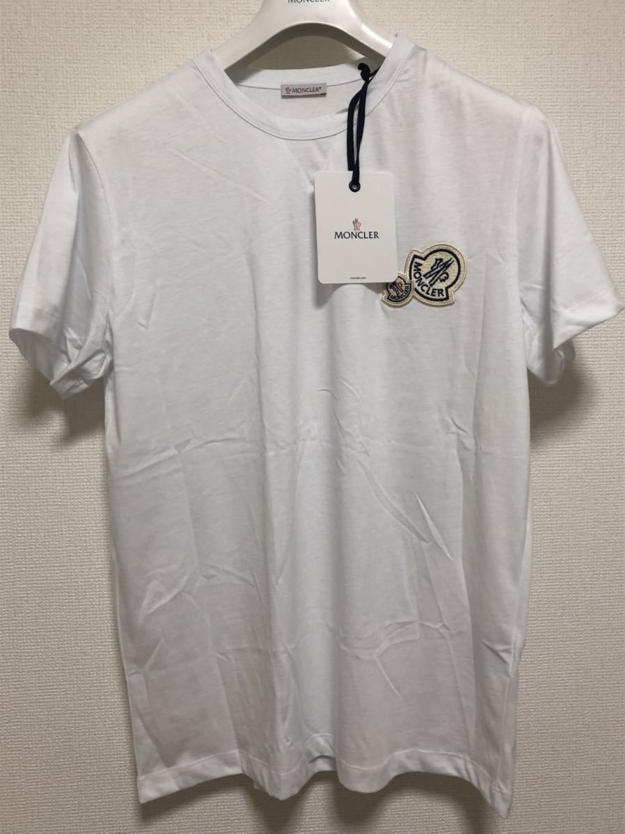 未使用 MONCLER T ー SHIRT モンクレール Tシャツ XLサイズ シャツ XL 正規品 送料無料 ワッペン ダブルワッペン ホワイト