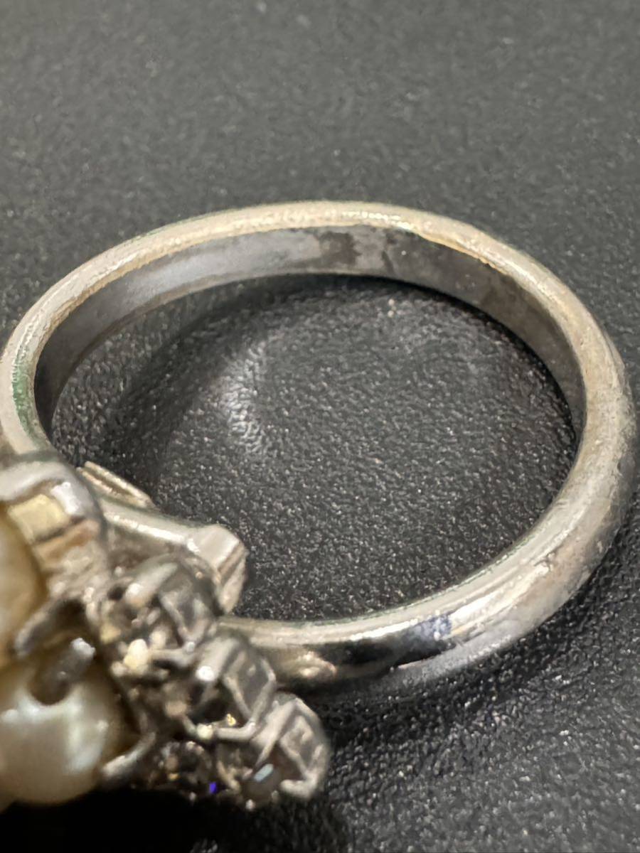 ★ Christian Dior クリスチャン ディオール リング 指輪 フェイクパール シルバー 16号相当 中古品 1119A_画像8