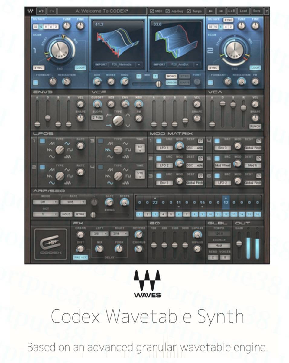  стандартный товар WAVES Codex Wavetable Synth загрузка версия не использовался Mac/Win