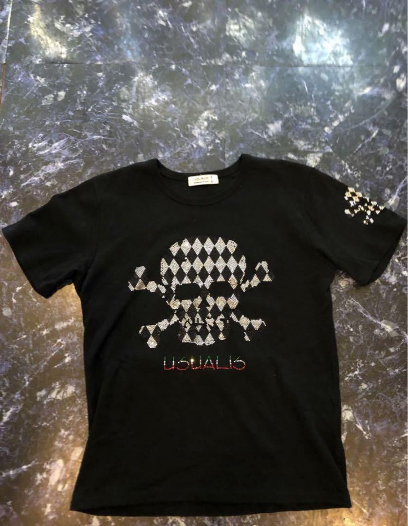 ウザリス USUALIS Tシャツ tee スカル スワロフスキー