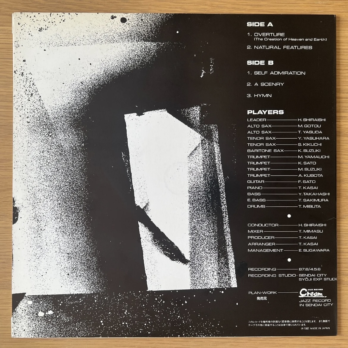 HIDEKI SHIRAISHI & SOUND SPACE Natural Features 国内オリジナル盤 LP 自主盤 和ジャズ 1987 CREAM CRJ-002_画像2