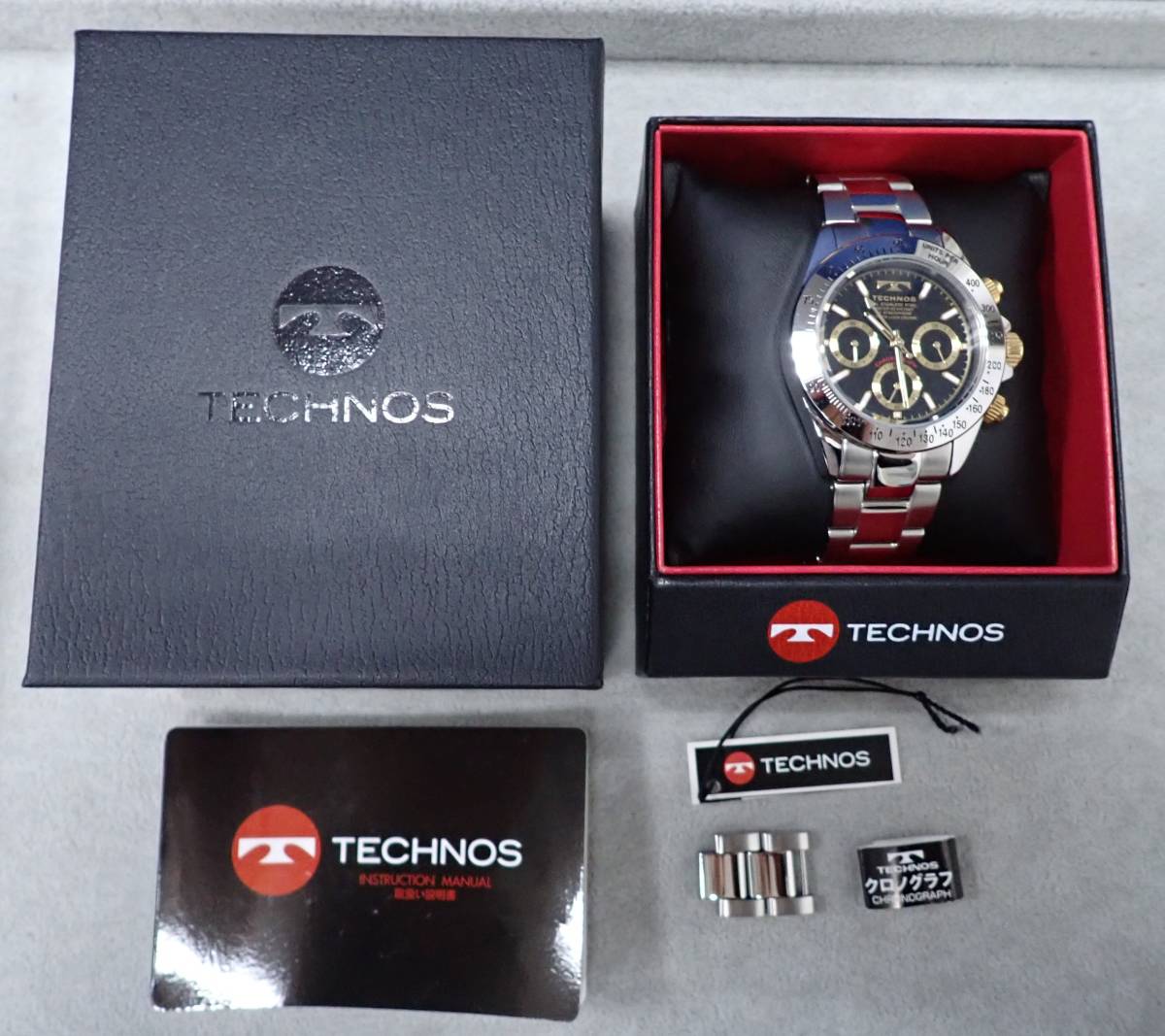 45093★TECHNOS テクノス 腕時計 TMS401 電池テスター反応〇 中古_画像1