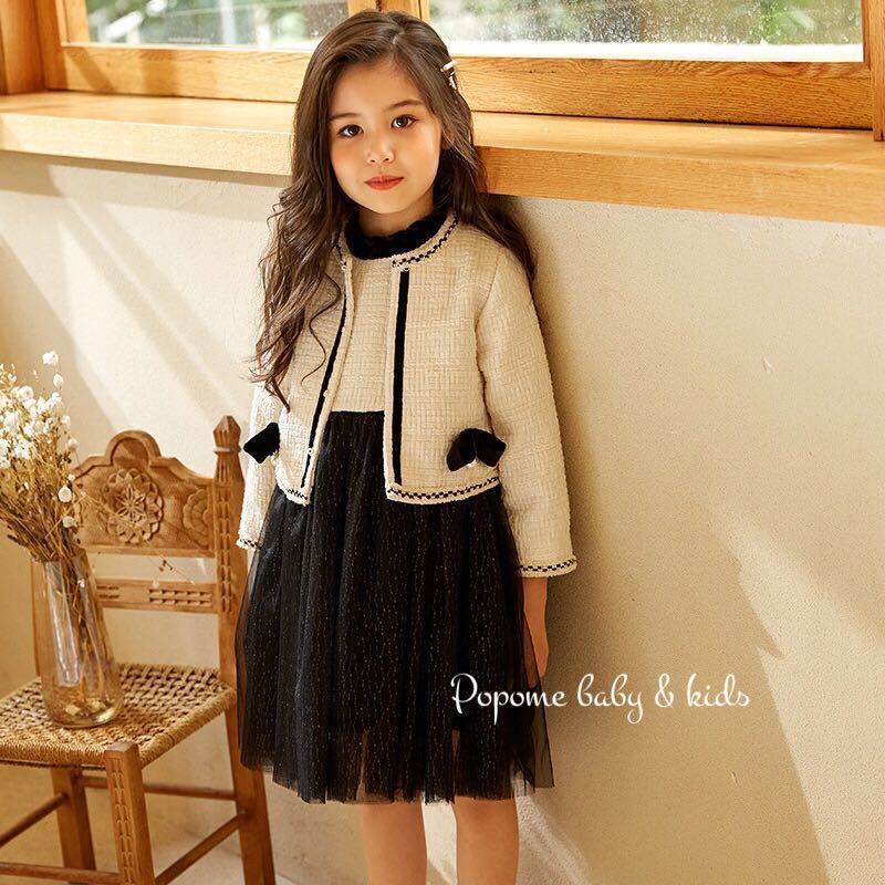 [140.] new goods girl formal suit One-piece setup go in . type .. type presentation chu-ru skirt jacket Kids dress black 