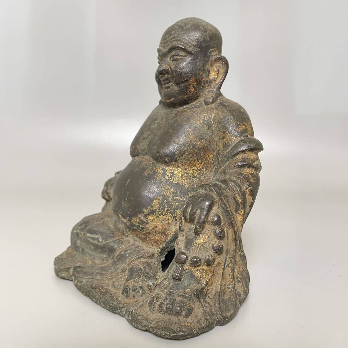 時代　唐銅　金漆　布袋　仏像　唐物　中国古美術　サイズ:15.5cm_画像3