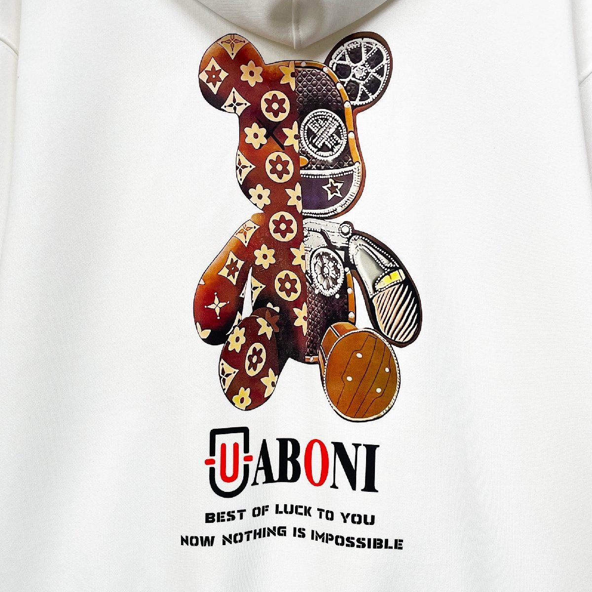 個性EU製＆定価4万◆UABONI*Paris*パーカー*ユアボニ*パリ発◆コットン100％ 上品 モノグラム カットソー 男女兼用 ベアブリック 2XL/52_画像4