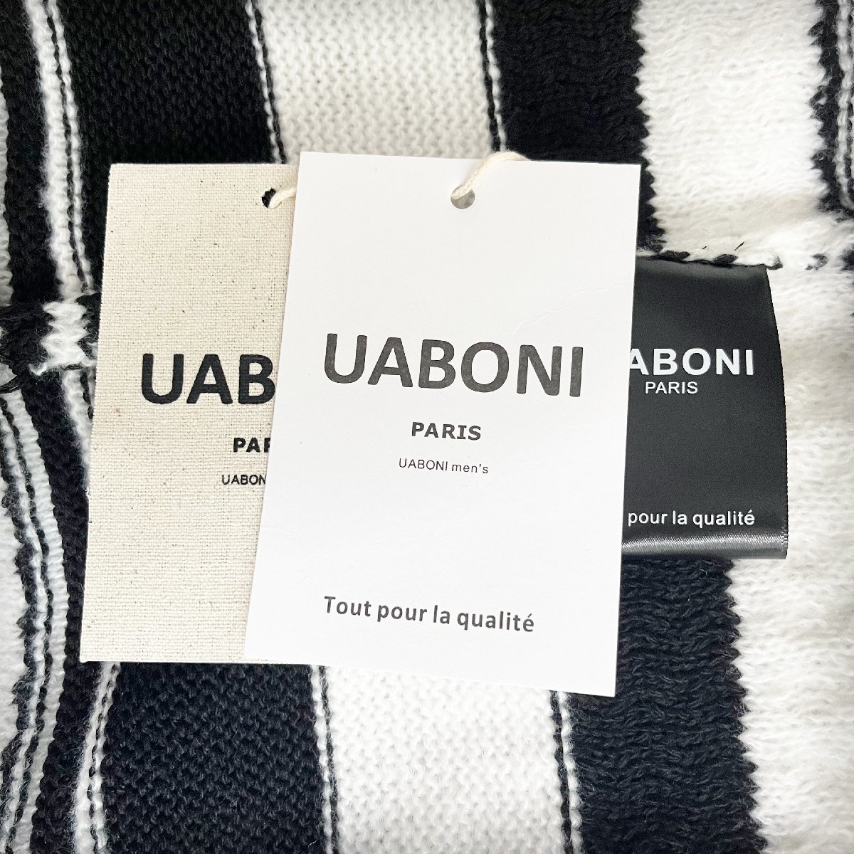 逸品EU製＆定価4万◆UABONI*Paris*ニットパーカー*ユアボニ*パリ発◆ウール混 厚手 保温 個性 セーター ストライプ プルオーバー 2XL/52_画像8