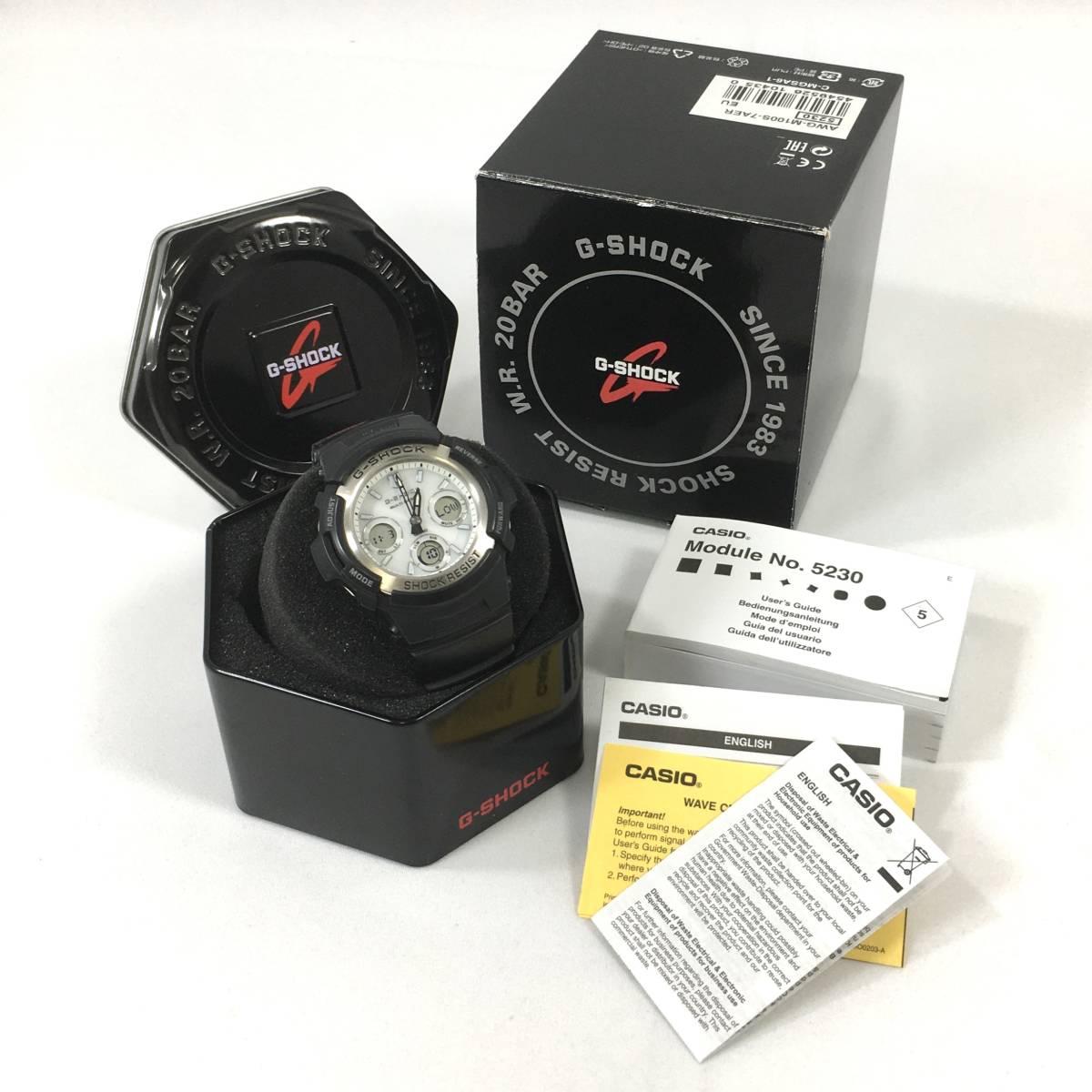 カシオ AWG-M100S G-SHOCK デジタル×アナログ 遮光分散型ソーラーパネル ソーラー メンズ 腕時計 稼働品 CASIO ジーショック_画像2