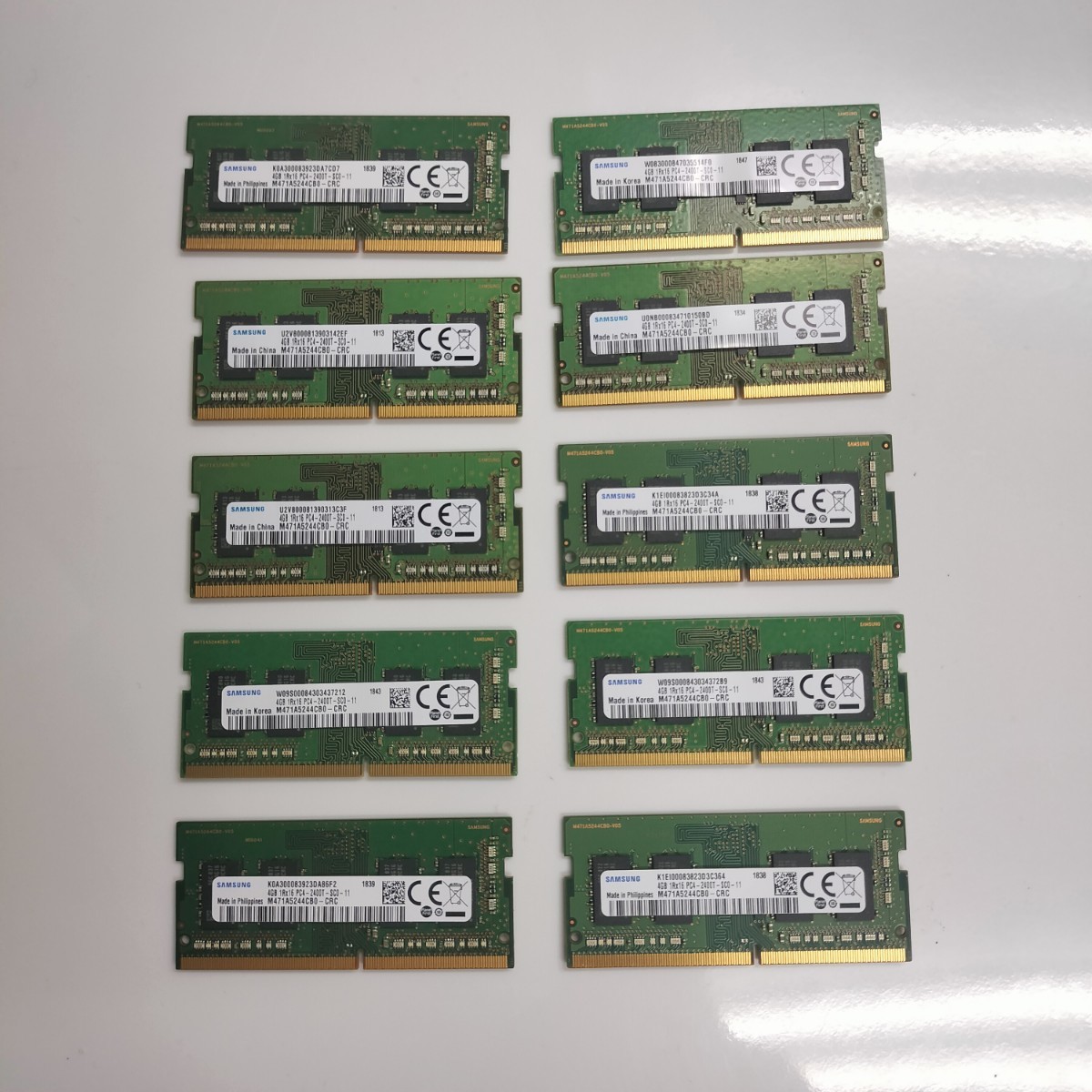 動作品　10枚セット SAMSUNG PC4-2400T SO-DIMM 4GB ノートPC用メモリ 送料無料