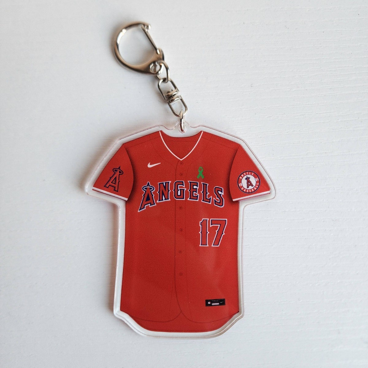 新品　MLB　大谷翔平　ロサンゼルス・エンゼルス　野球　ユニフォームキーホルダー　メジャーリーグ　両面印刷　アクリル　赤　10cm　RED_画像2