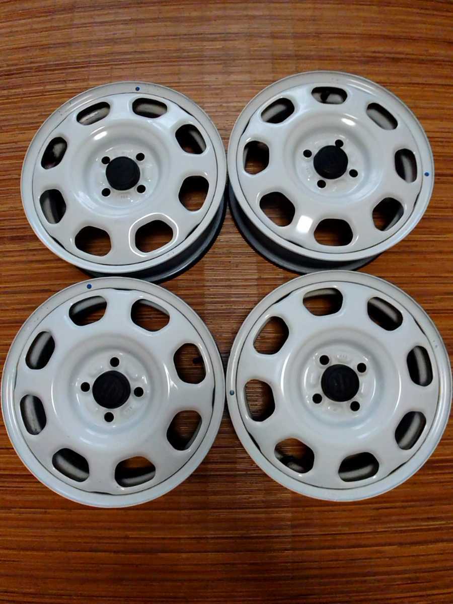 美品 スズキ ハスラー 純正 鉄・スチール ホイール 白 ホワイト 15×4.5J 4-100 4本　スタッドレス用等に_画像1