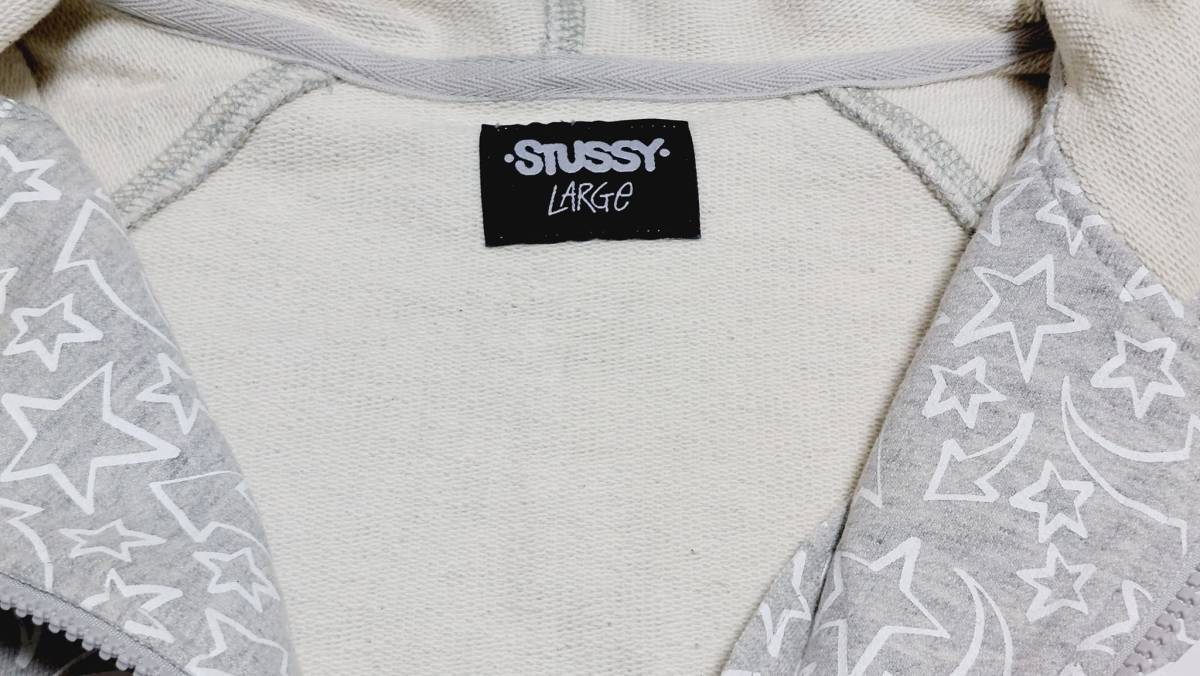 激レア希少！新品タグ付き！定価￥１４４９０！STUSSY ステューシー/ERICHAZEコラボレーション ジップアップ スウェットパーカー L グレー_裏地はミニ裏毛