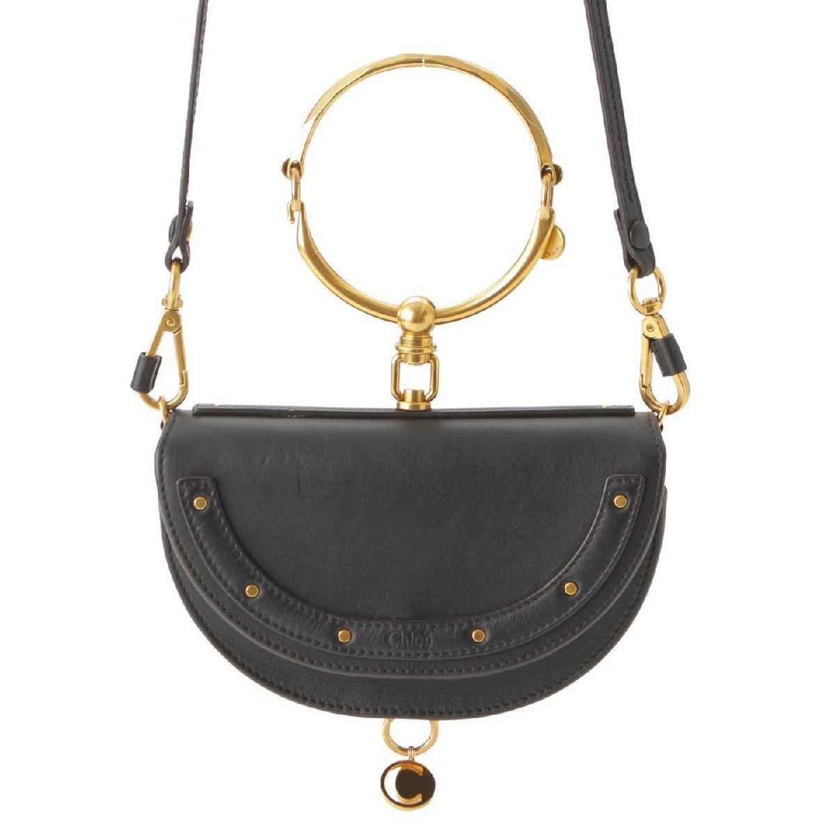 【クロエ】Chloe　ナイル ミノディエール レザー 2way ショルダーバッグ ハンドバック ブラック 【中古】【正規品保証】191786