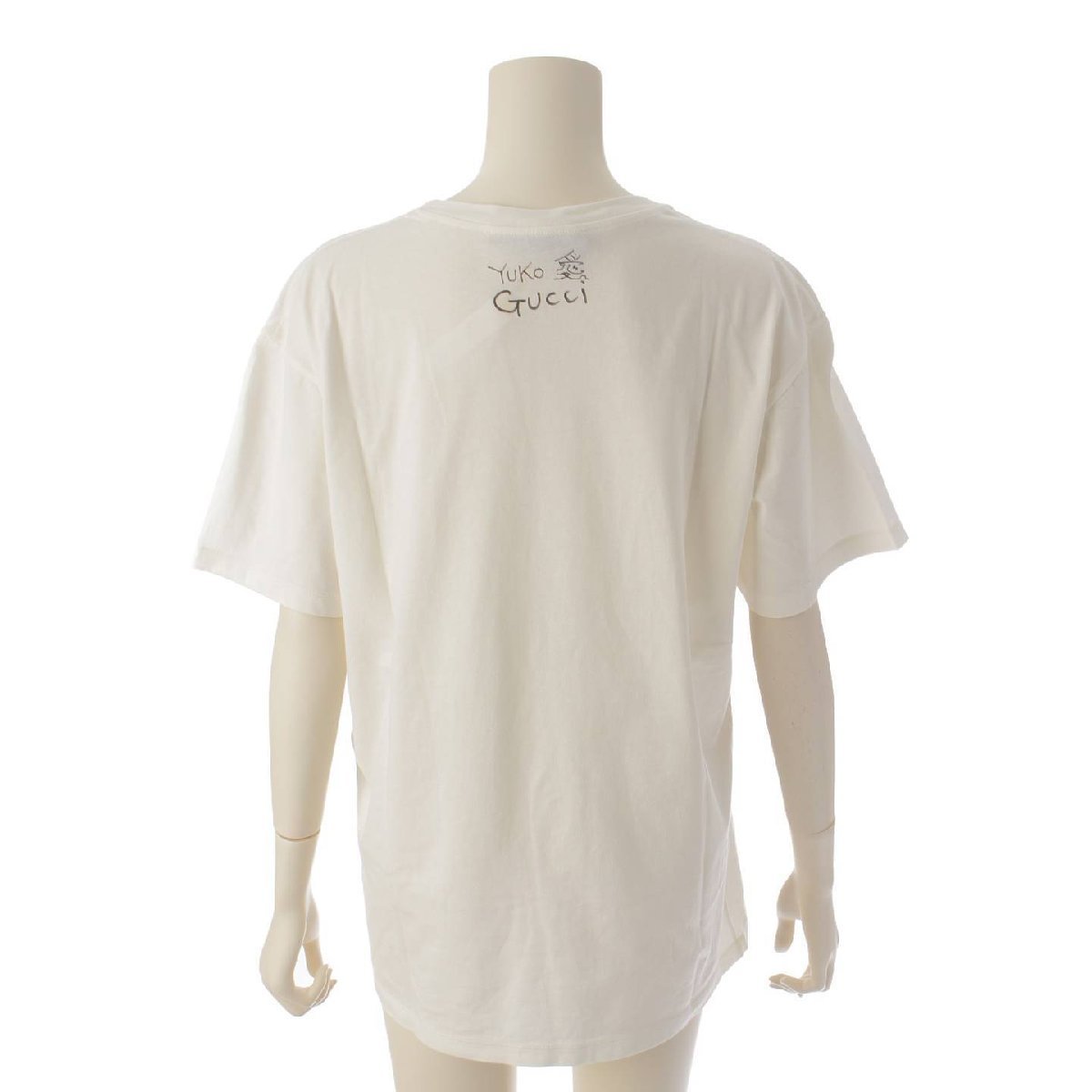 [ Gucci ]Gucci Higuchi Yoko Logo кошка принт короткий рукав футболка 615044 белый × красный S [ б/у ][ стандартный товар гарантия ]193864