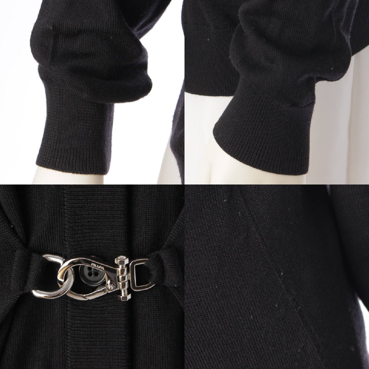 [ Prada ]Prada 19 year wool V neck knitted cardigan P25H07 S192 1A73 black 38 [ used ][ regular goods guarantee ]190904