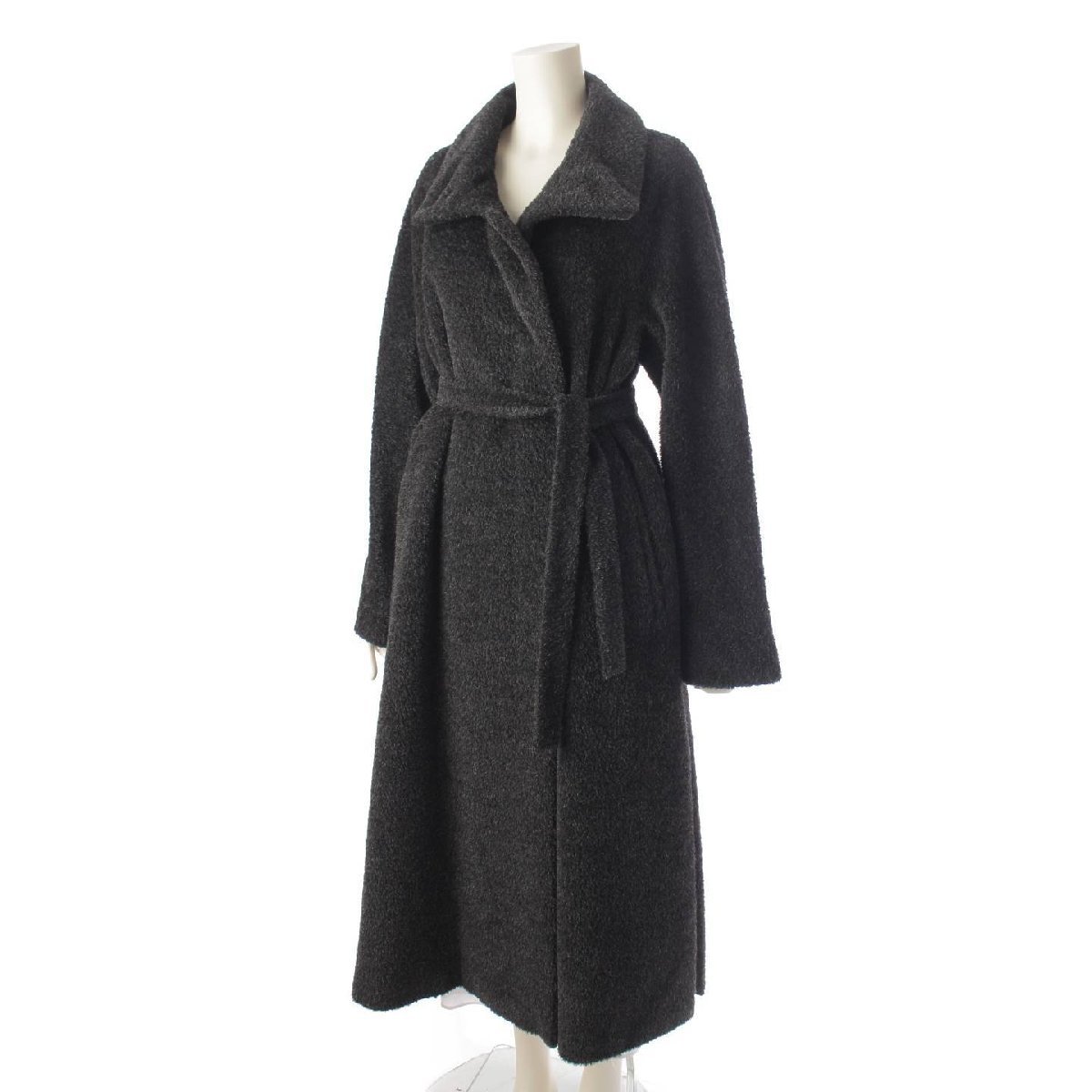 【マックスマーラ】Max mara　アルパカ混 ウール ベルト アウター コート RN73136 チャコールグレー 38 【中古】【正規品保証】193612_画像3