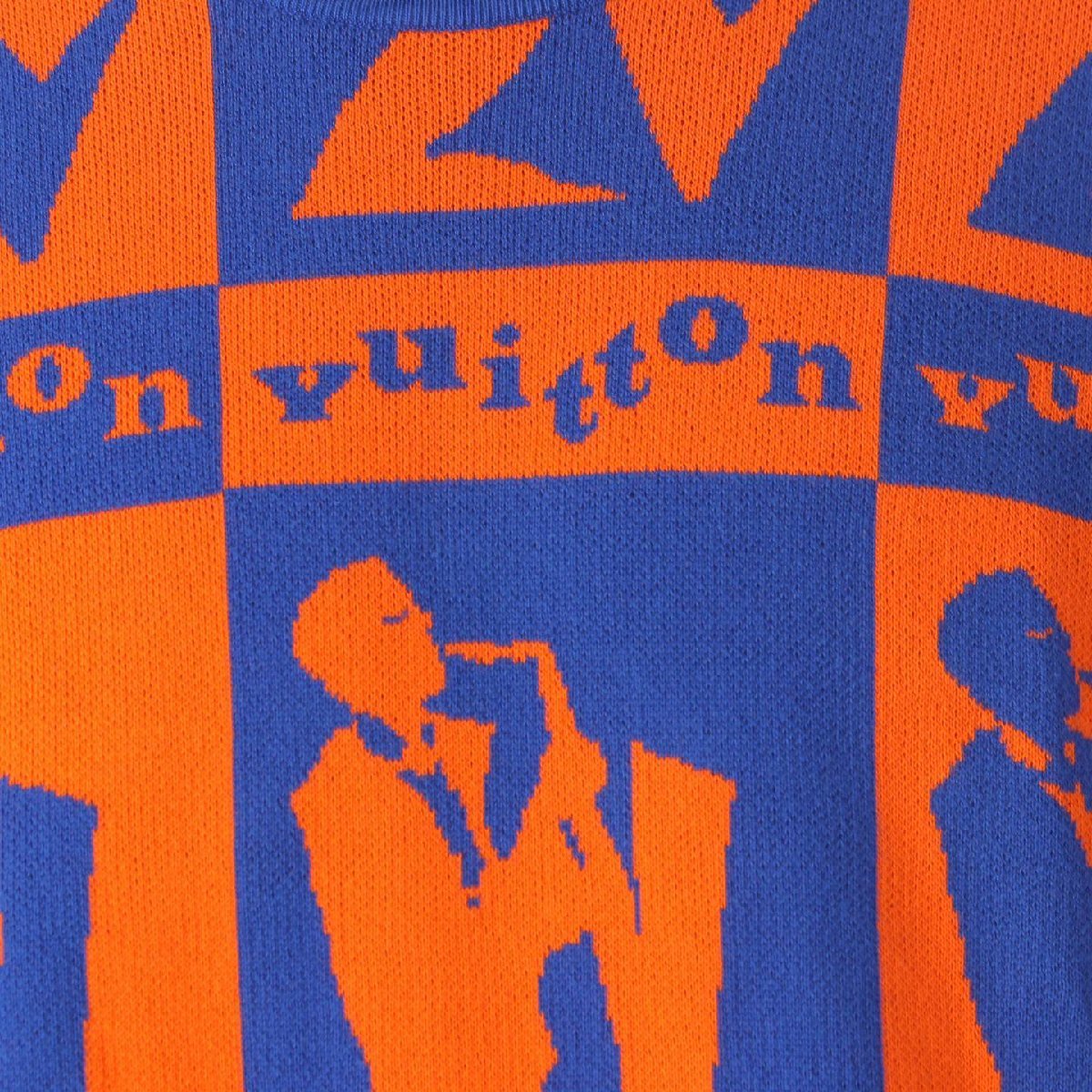 【ルイヴィトン】Louis Vuitton メンズ 23SS LVジャズフライヤー 半袖 ニット Tシャツ オレンジ×ブルー L 【中古】193425_画像6